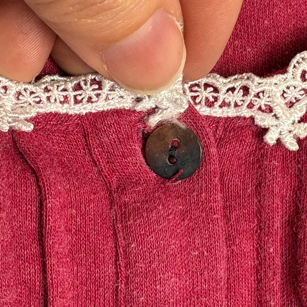 Eileen West Pink Red Nightgown W/ White Lace Trim some flaws size small - Picture 13 of 14